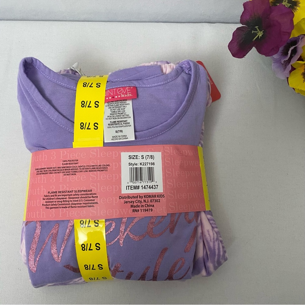 Saint Eve Girl’s Youth 3-piece Sleepwear Set ,NWT